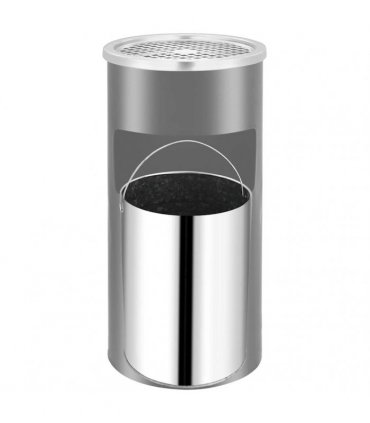 vidaXL Ashtray Dustbin | Black | Powder coated steel | Standard | Wall mounting