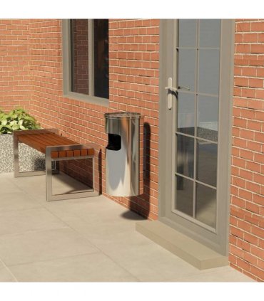 vidaXL Ashtray Dustbin | Silver | Stainless Steel | Medium | Removable Covers