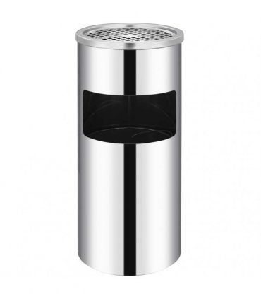 vidaXL Ashtray Dustbin | Silver | Stainless Steel | Medium | Removable Covers