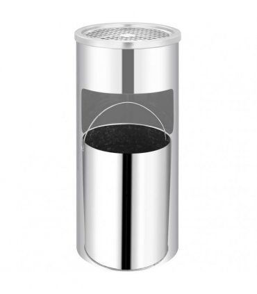 vidaXL Ashtray Dustbin | Silver | Stainless Steel | Medium | Removable Covers
