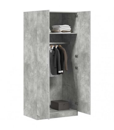 vidaXL Wardrobe Concrete Grey 80x52x180 cm Engineered Wood