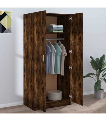 vidaXL Wardrobe Smoked Oak 80x50x180 cm Engineered Wood