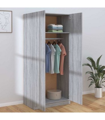 vidaXL Wardrobe Grey Sonoma 80x50x180 cm Engineered Wood