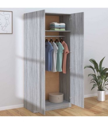 vidaXL Wardrobe Grey Sonoma 90x50x200 cm Engineered Wood
