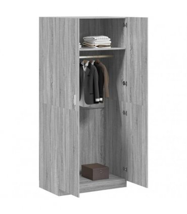 vidaXL Wardrobe Grey Sonoma 90x50x200 cm Engineered Wood