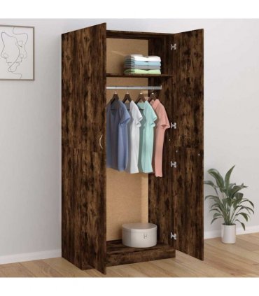 vidaXL Wardrobe Smoked Oak 90x50x200 cm Engineered Wood