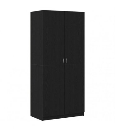 vidaXL Wardrobe with Door Black Oak 90 x 52 x 200 cm Engineered Wood