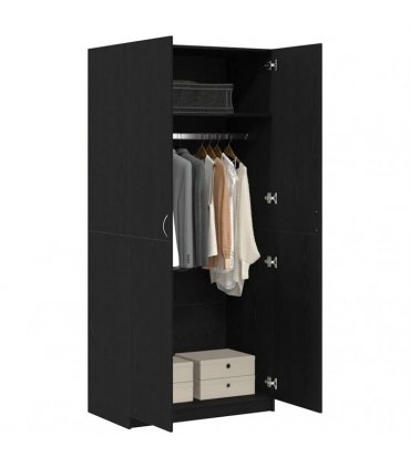 vidaXL Wardrobe with Door Black Oak 90 x 52 x 200 cm Engineered Wood