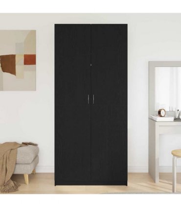 vidaXL Wardrobe with Door Black Oak 90 x 52 x 200 cm Engineered Wood