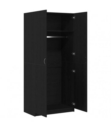 vidaXL Wardrobe with Door Black Oak 90 x 52 x 200 cm Engineered Wood