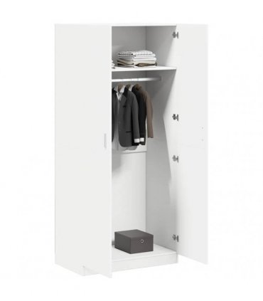 vidaXL Wardrobe White 90x52x200 cm Engineered Wood