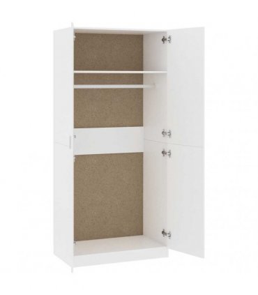 vidaXL Wardrobe White 90x52x200 cm Engineered Wood