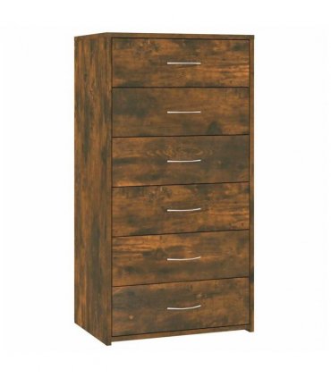 vidaXL Sideboard with 6 Drawers Smoked Oak 50x34x96 cm Engineered Wood