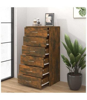 vidaXL Sideboard with 6 Drawers Smoked Oak 50x34x96 cm Engineered Wood