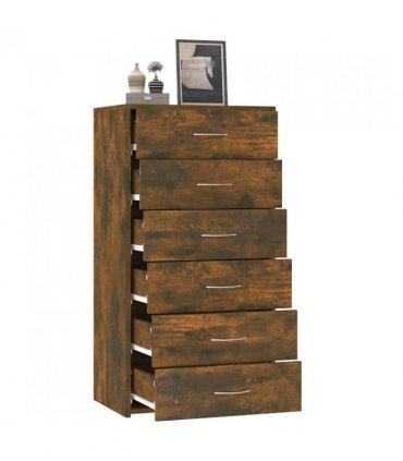vidaXL Sideboard with 6 Drawers Smoked Oak 50x34x96 cm Engineered Wood