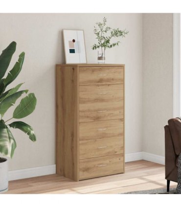 vidaXL Sideboard with 6 Drawers Artisan Oak 50x34x96 cm Engineered Wood
