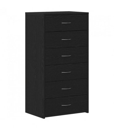 vidaXL Sideboard with 6 Drawers Black Oak 50x34x96 cm Engineered Wood