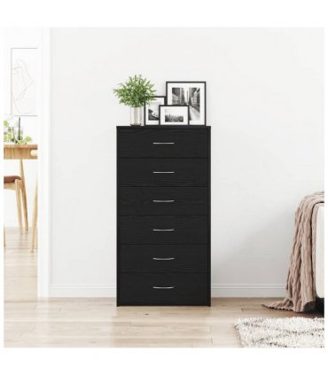 vidaXL Sideboard with 6 Drawers Black Oak 50x34x96 cm Engineered Wood