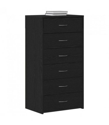vidaXL Sideboard with 6 Drawers Black Oak 50x34x96 cm Engineered Wood