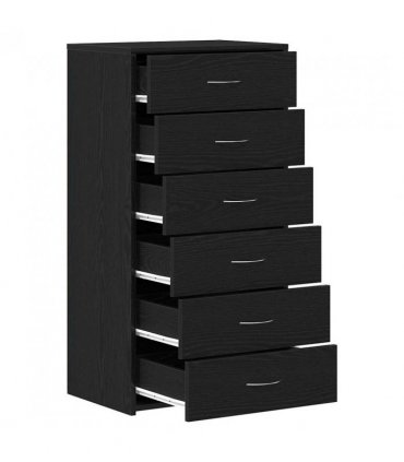 vidaXL Sideboard with 6 Drawers Black Oak 50x34x96 cm Engineered Wood