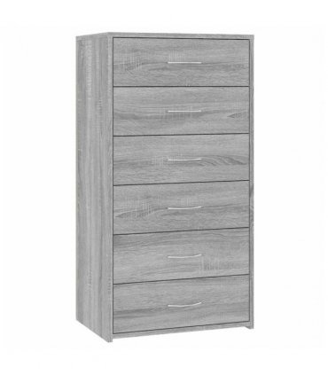 vidaXL Sideboard with 6 Drawers Grey Sonoma 50x34x96 cm Engineered Wood