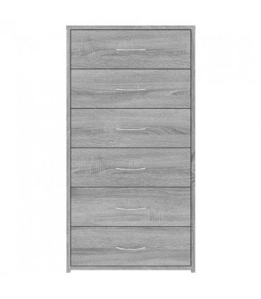 vidaXL Sideboard with 6 Drawers Grey Sonoma 50x34x96 cm Engineered Wood