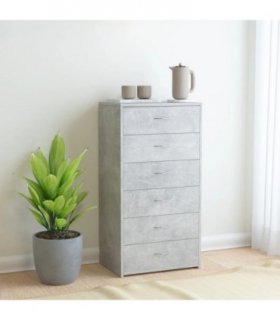 vidaXL Sideboard with 6 Drawers Concrete Grey 50x34x96 cm Engineered Wood