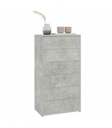 vidaXL Sideboard with 6 Drawers Concrete Grey 50x34x96 cm Engineered Wood