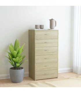 vidaXL Sideboard with 6 Drawers Sonoma Oak 50x34x96 cm Engineered Wood