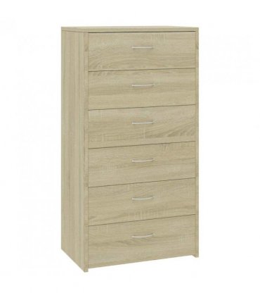 vidaXL Sideboard with 6 Drawers Sonoma Oak 50x34x96 cm Engineered Wood
