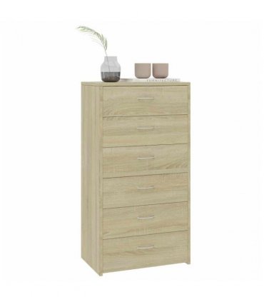 vidaXL Sideboard with 6 Drawers Sonoma Oak 50x34x96 cm Engineered Wood