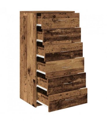 vidaXL Sideboard with 6 Drawers Old Wood 50x34x96 cm Engineered Wood