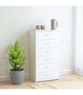 vidaXL Sideboard with 6 Drawers White 50x34x96 cm Engineered Wood