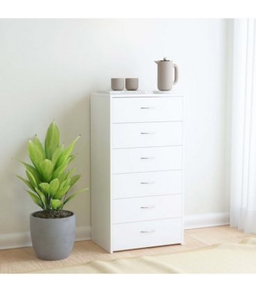vidaXL Sideboard with 6 Drawers White 50x34x96 cm Engineered Wood