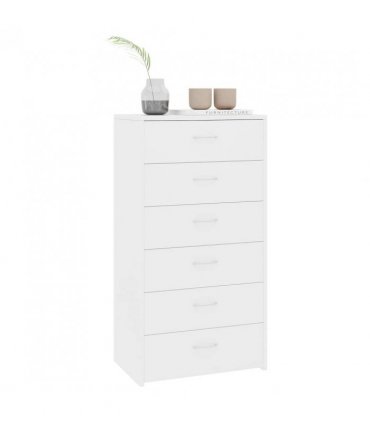 vidaXL Sideboard with 6 Drawers White 50x34x96 cm Engineered Wood
