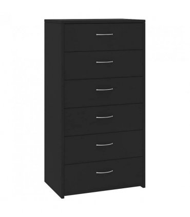 vidaXL Sideboard with 6 Drawers Black 50x34x96 cm Engineered Wood