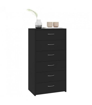 vidaXL Sideboard with 6 Drawers Black 50x34x96 cm Engineered Wood