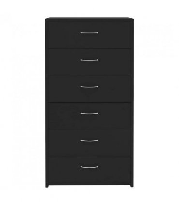 vidaXL Sideboard with 6 Drawers Black 50x34x96 cm Engineered Wood