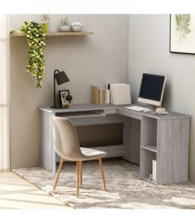 vidaXL Corner Desk Grey Sonoma 120x140x75 cm Engineered Wood