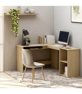 vidaXL L-Shaped Corner Desk Sonoma Oak 120x140x75 cm Engineered Wood