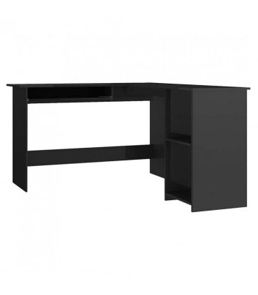 vidaXL L-Shaped Corner Desk High Gloss Black 120x140x75 cm Engineered Wood