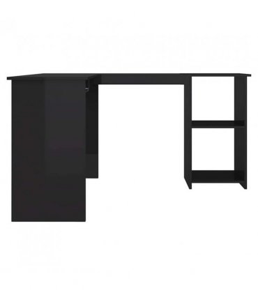 vidaXL L-Shaped Corner Desk High Gloss Black 120x140x75 cm Engineered Wood