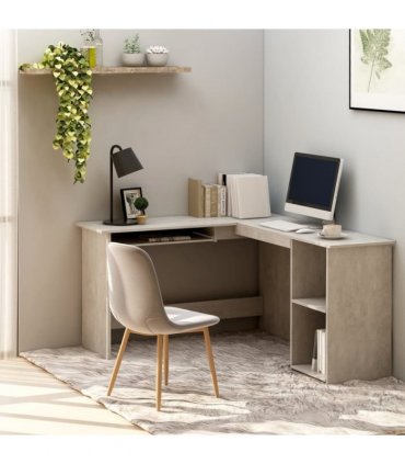 vidaXL L-Shaped Corner Desk Concrete Grey 120x140x75 cm Engineered Wood