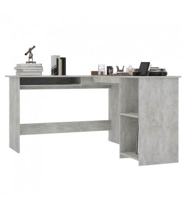 vidaXL L-Shaped Corner Desk Concrete Grey 120x140x75 cm Engineered Wood