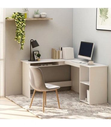 vidaXL L-Shaped Corner Desk White 120x140x75 cm Engineered Wood