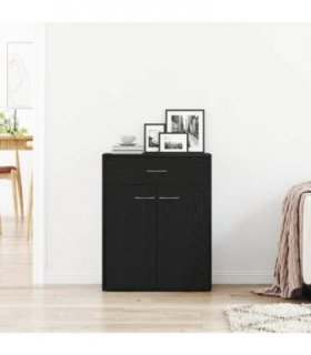 vidaXL Sideboard with Drawer Black Oak 60 x 30 x 75 cm Engineered Wood
