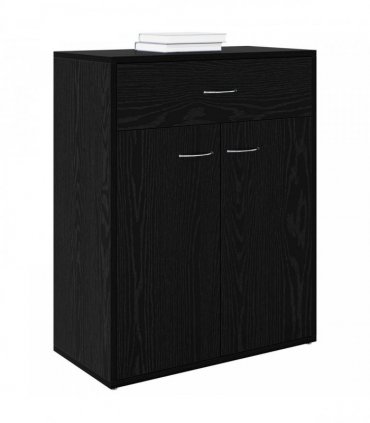 vidaXL Sideboard with Drawer Black Oak 60 x 30 x 75 cm Engineered Wood