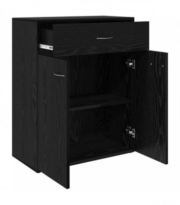 vidaXL Sideboard with Drawer Black Oak 60 x 30 x 75 cm Engineered Wood
