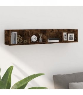 vidaXL CD Wall Shelf Smoked Oak 100x18x18 cm Engineered Wood