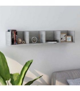 vidaXL CD Wall Shelf Concrete Grey 100x18x18 cm Engineered Wood